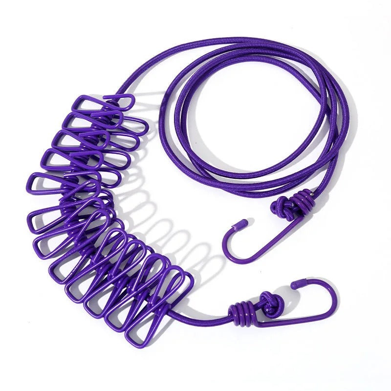 Elastic Clothesline Rope with Clips