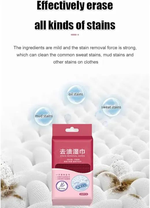 Clothes Stain Removal Wipes | Pack of 40