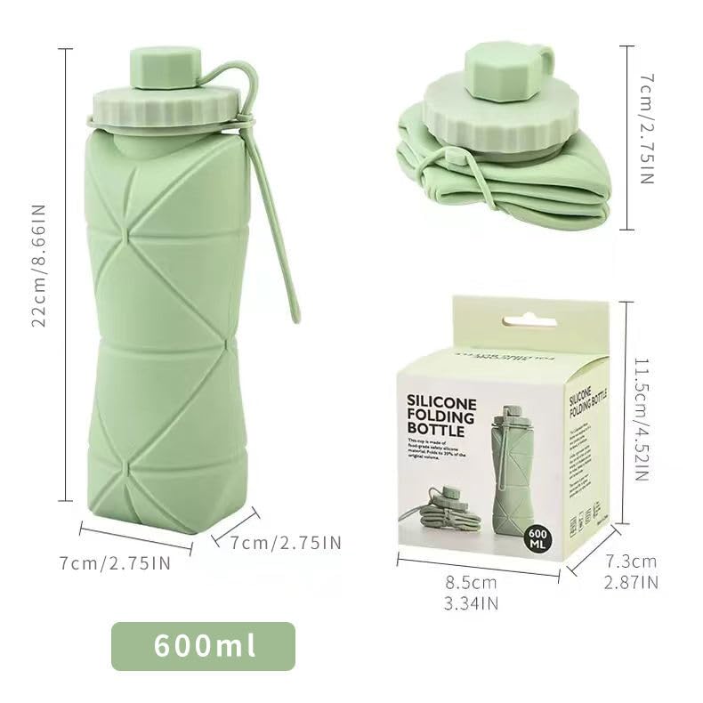600ml Silicone Foldable Water Bottle