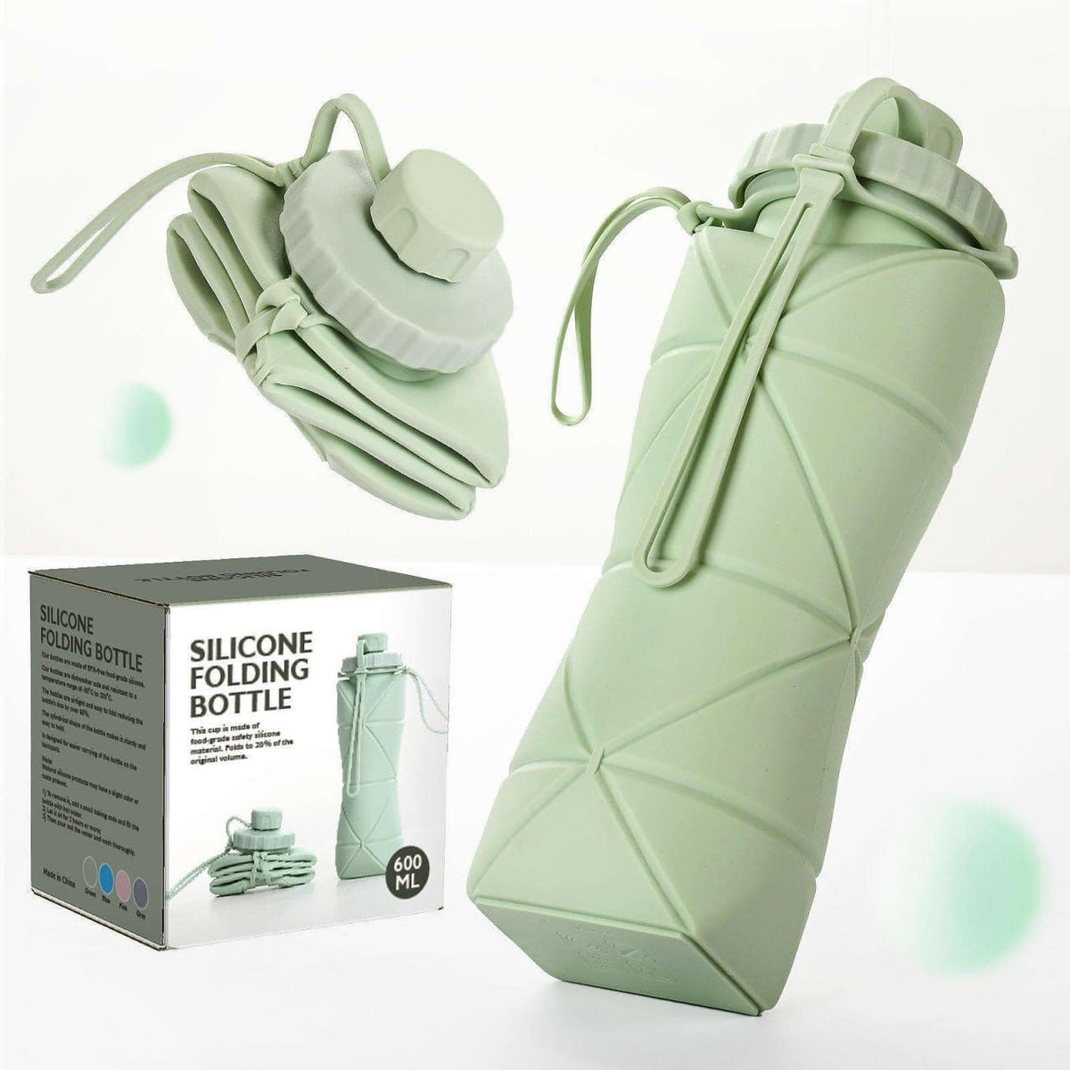 600ml Silicone Foldable Water Bottle