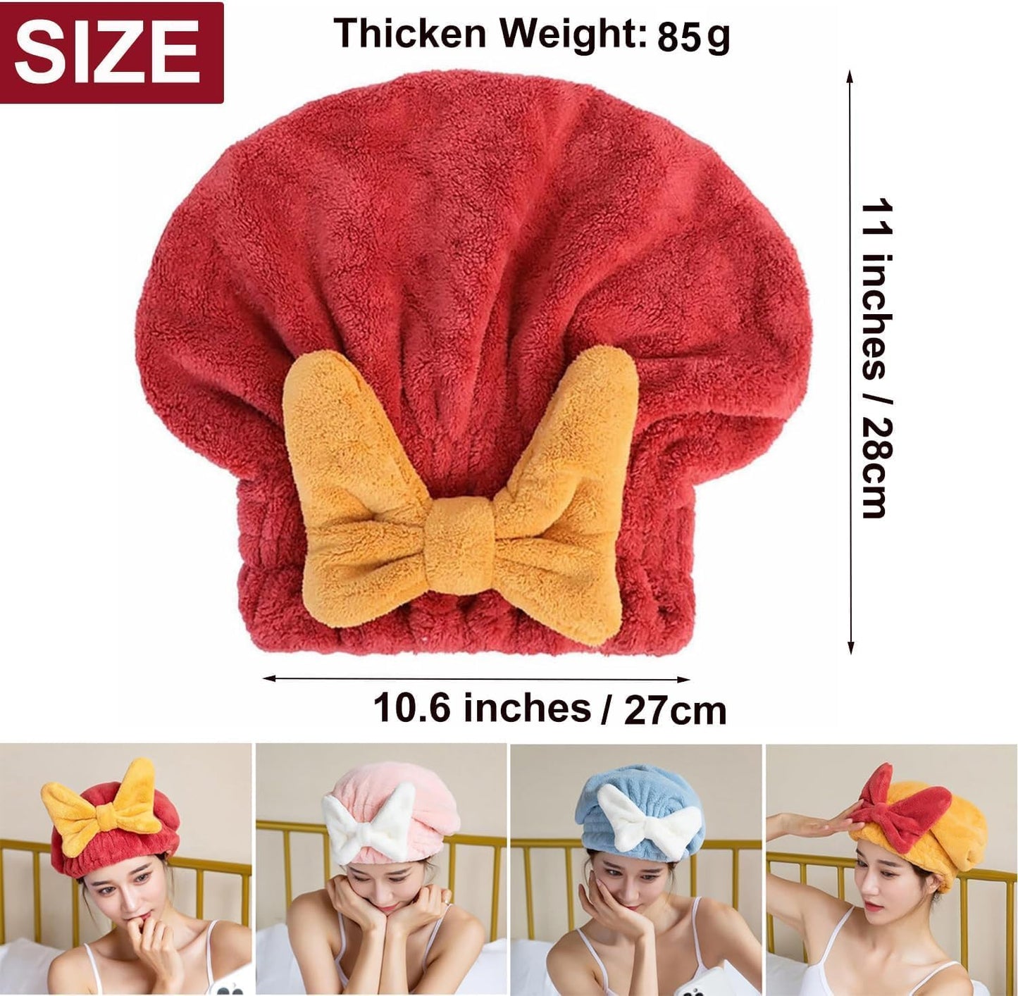 Microfiber Hair Drying Cap (Pack of 2)