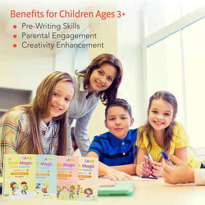 Sank Magic Practice Copybook | 4 Book + 1 Pen + 10 refills