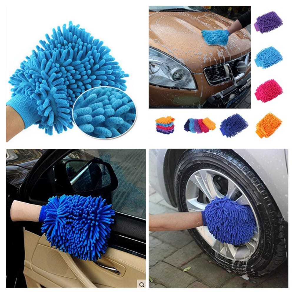 Car Care Microfiber Car Wash Gloves - Pack of 3