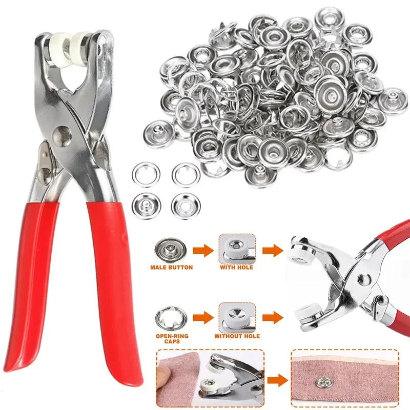 Metal Tich Button Plier With Lock and Buttons