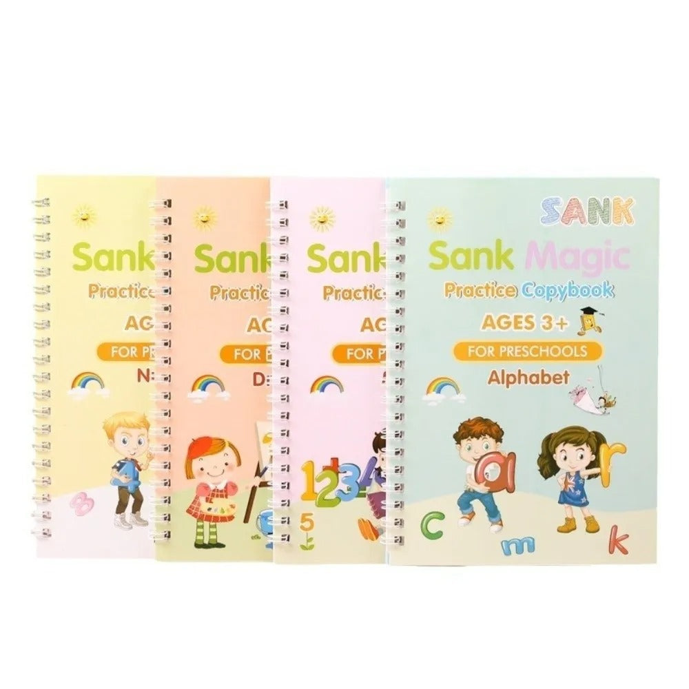 Sank Magic Practice Copybook | 4 Book + 1 Pen + 10 refills