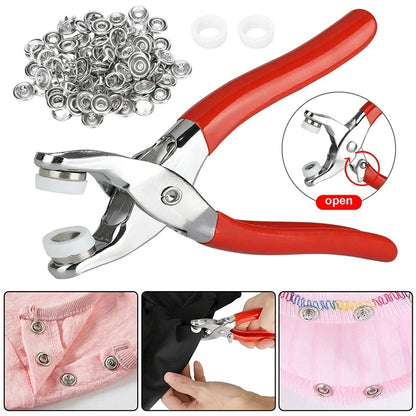 Metal Tich Button Plier With Lock and Buttons