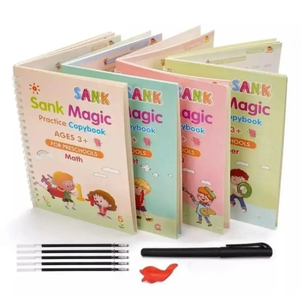Sank Magic Practice Copybook | 4 Book + 1 Pen + 10 refills