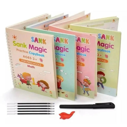 Sank Magic Practice Copybook | 4 Book + 1 Pen + 10 refills