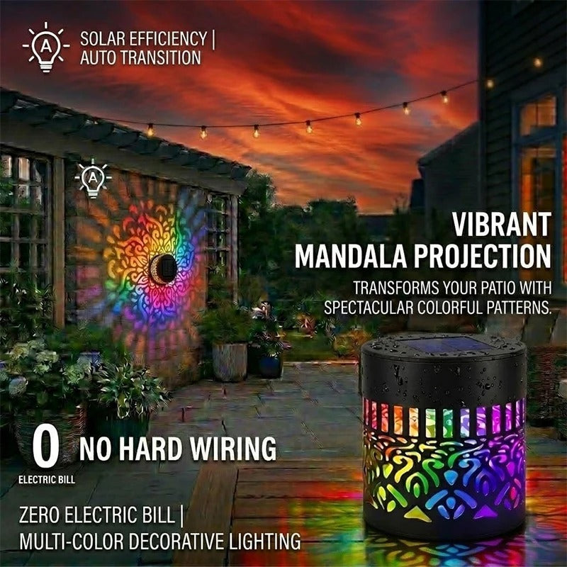 Multicolor Solar Metal Mandala Wall Light