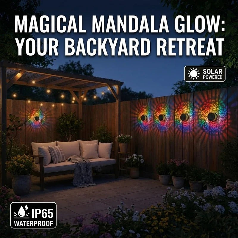 Multicolor Solar Metal Mandala Wall Light