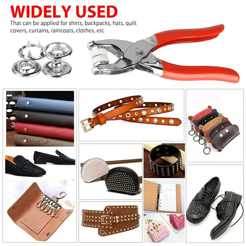 Metal Tich Button Plier With Lock and Buttons