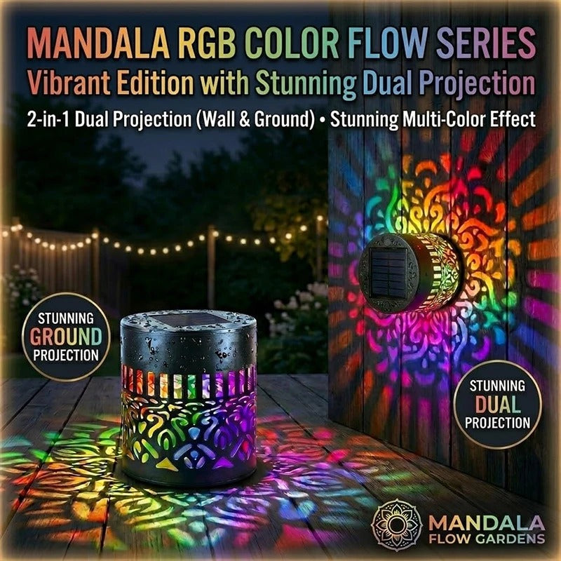 Multicolor Solar Metal Mandala Wall Light