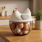 Hen-Shaped Egg Storage Basket with Decorative Lid
